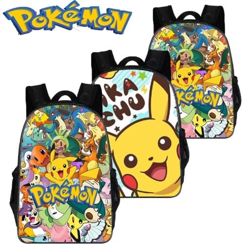 Pokemon Cute Pikachu Childrens School Bag Resin Mesh Backpack Childrens School Boys and Girls Elf Cartoon Backpack