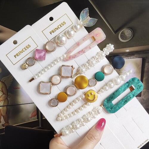 3pcs Set For Women Girls Elegant Pearl Crystal Hair Clip Hairpins Geometric Barrettes New Fashion Hair Accessories Hair Ornament