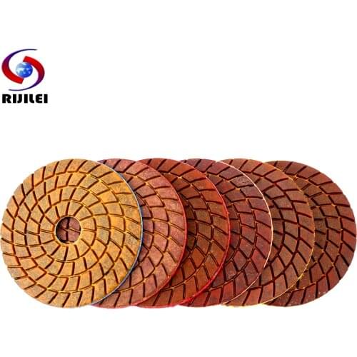 RIJILEI 6PCS 4 Inch Super Copper Metal Bond Wet Diamond Polishing Pads For Granite Marble Concrete Floor Grinding Disc