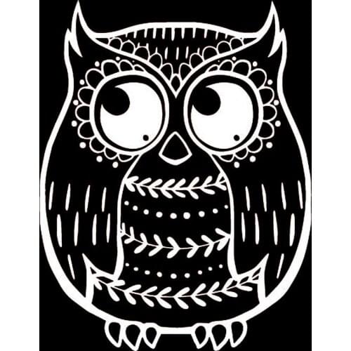 Cute Owl Pattern Cartoon Sticker High Quality Car Window Decoration Personality Pvc Waterproof Decal Black/white, 15cm*12cm