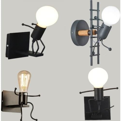 Wall light chandelier Cartoon Robot lights LED lamp Creative Mounted Iron Bedside Sconce Lamp for Kids Baby Room Living Room