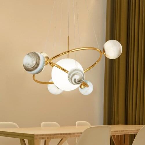 Nordic minimalist creative clothing store planet chandelier living room dining room bedside bedroom light luxury chandelier