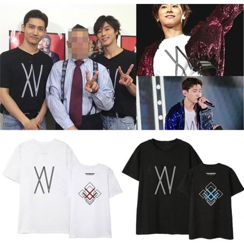 New Korean Kpop TVXQ TOHOSHINKI XV Album Shirts Hip Hop Streetwear Loose K-pop Clothes Tshirt T Shirt Short Sleeve Tops T-shirt