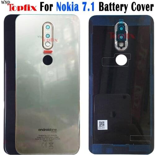 Original For Nokia 7.1 Battery Door Housing Back Glass Cover Case Rear panel Replacement For Nokia 7.1 With Camera Lens and logo