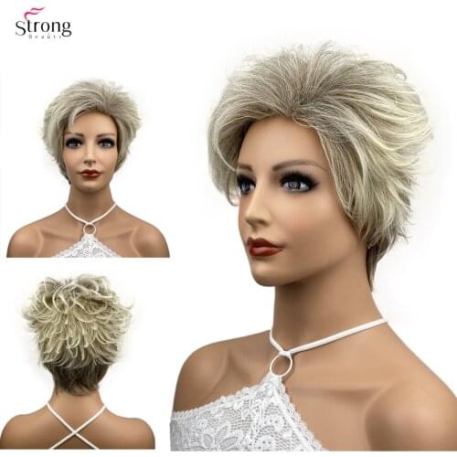 StrongBeauty Womens Ash blonde Short wig Pixie Cut Synthetic Capless Wigs Natural