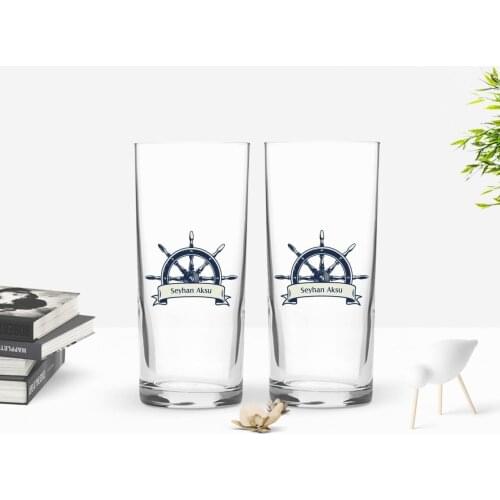 Personalized Colorful Printed Rudder Figured Dual Arrack Cup Seti-1