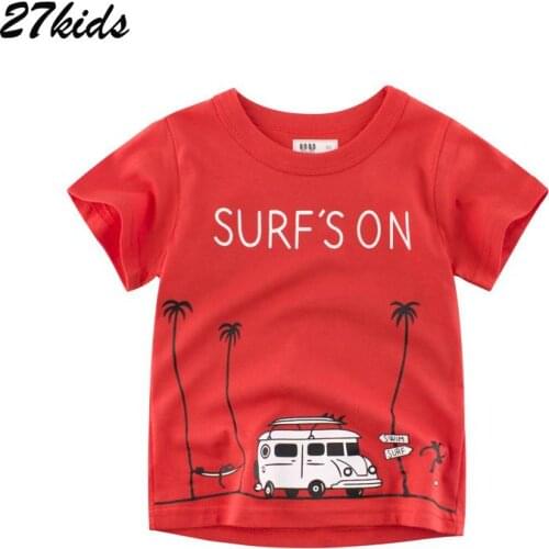 SAILEROAD Clothes for Girls 6 Years Cartoon Car Print T-shirt Boys Summer New Children Tops Shorts Sleeve Camiseta Infantil