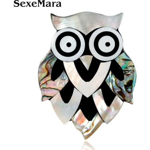 SexeMara Natural Shell Owl Animal Brooch Pins Weddings Brooch Christmas Gifts Cartoon Broches Bouquet Couple Jewelry AG011
