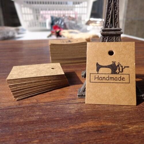 100pcs w31 Sewing Machine Handmade Fashion Gift Note Price Lable Hang Kids 3x4cm Kraft Paper Tag Bookmark