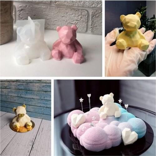 3D Silicone Mold DIY Geometry Stereo Bear Deer Cat Animal Mold Ornament Mold Cake Decoration Tools baking accessories