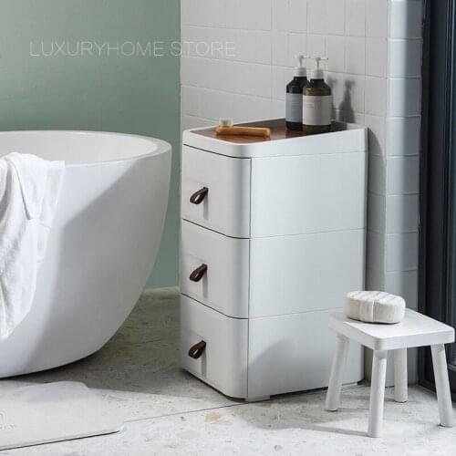 Modern Fashion Popular Nordic Ins Design Home Furniture White Plastic Leather Wood Bedside Side Table Storage Rack Organizer 1PC