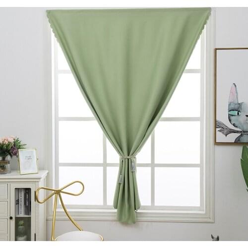 Blackout Curtain Dust-proof Solid Color Velcro Strap Punch-free Installation Drapes For Kitchen Bedroom Living Room Window
