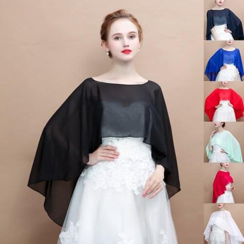 Women Wedding Capes Evening Dress Wedding Cover Up Chiffon Wedding Jacket Wraps Shrug Bridal Bolero Long Shawl and Wraps