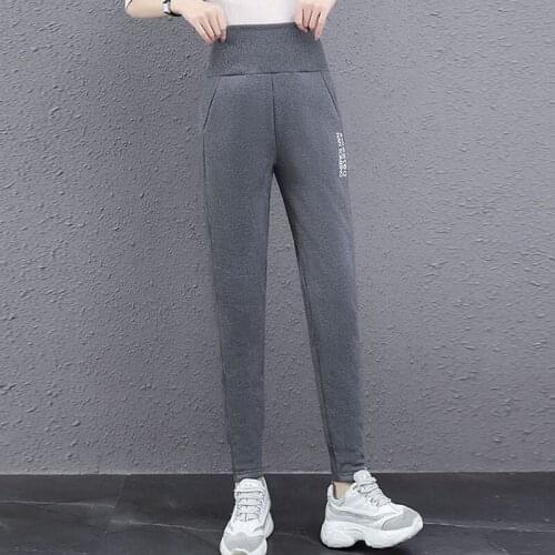 Plus Size 4XL Letter Appliques Sweatpants Women Casual Elastic High Waist Ankle Banded Pants Fashion Moms Sport Trousers