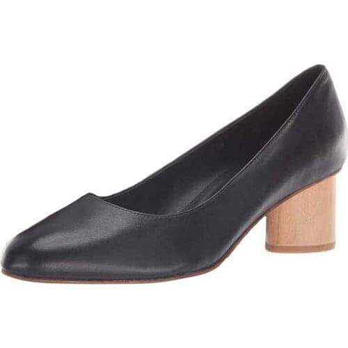 Nancyjayjii Black Upper Wood Print Round Heels Pumps Round Toe Concise Office Elegant Spring Summer Fashion Women Shoes 2019