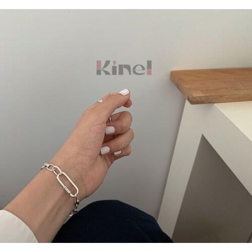 Kinel Authentic 925 Sterling Silver Lock Pin Chain Bracelet for Women Luxury Vintage Silver Fine Jewelry Female Gifts 2020 New