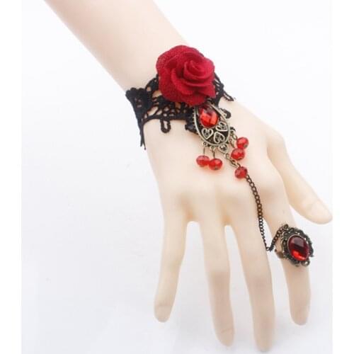 ZRHUA Hot Sale Lace Bracelets for Wonen Girls White Black Lace Hand Accessories Finger Jewelry for Wedding Party Birthday Gifts