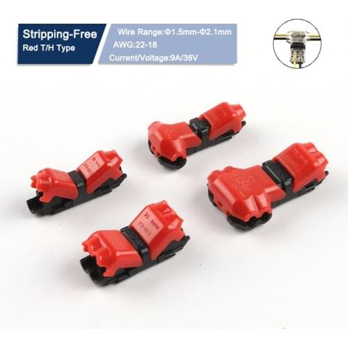 10PCS I/H Red Type Quick Splice Wire Connector For AWG22-18 1/2pin Conductor Cable Electrical Crimp Terminal Block For LED Strip