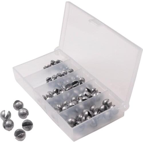 100 Pcs/box Open Bite Lead Set Bare Fishing-clip Drop Biting Round Plumb Bob Auxiliary Fishing Tackle Gear