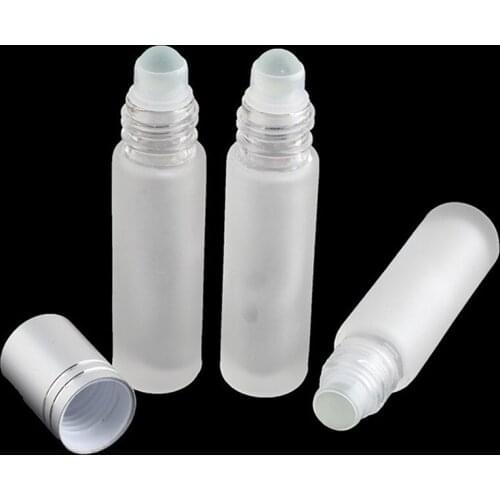 200pcs 10ML Thick Glass Roll On Perfume Bottle Frosted Essential Oil Vials with Roller Ball and Silver Cap