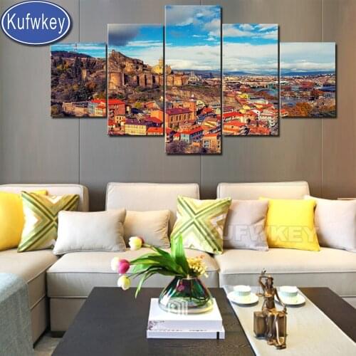 5 Pieces Georgia Tbilisi Ancient Capital Landscape Diamond embroidery mosaic diamond painting full square & round diy home art