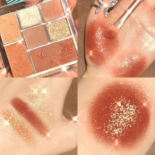 7Color Fire Glitter Pearlescent Matte Eyeshadow Palette Waterproof Long-lasting Not Smudge Easy to Color Shiny Bright Eye Makeup