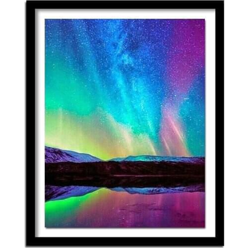 Diamond Embroidery Landscape Full Round Drill Diamond Painting Starry Sky Needlework Diy Rhinestone Picture