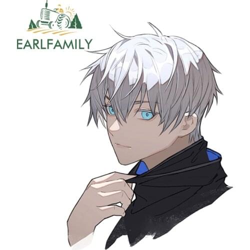 EARLFAMILY 13cm x 9.5cm for Jujutsu Kaisen Gojo Satoru Anime Car Sticker Personality Decal Laptop Windows Waterproof Decoration