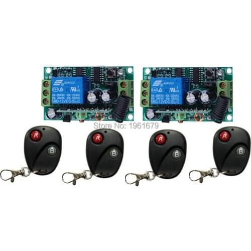 DC 12 V RF wireless remote control switch 1 channal Intelligent family system 2X receiver+4X transmitter