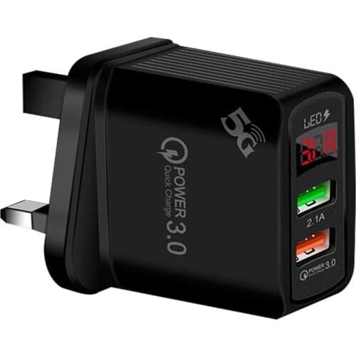 Quick Charge QC3.0 LED Display Fast Charging Dual USB Charger EU US UK Plug 203B