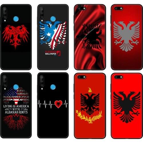 Black tpu Case For Huawei Honor 20 Lite 10 10i 20S 30S 30 Case Honor 7A 5.45 7s 7C 5.7 Case Cover Albania Flag