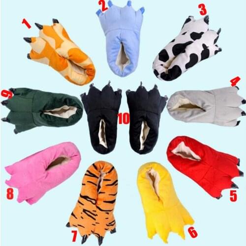 Children Cartoon Unicorn Tiger Paw Winter Warm Animal Claw Indoor Shoes Slipper Kid Slippers Boy Girl Onesie Pajama Shoes