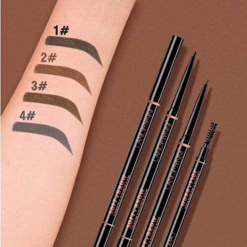 Long Lasting Waterproof Rotatable Liquid Eyebrow Pen Double Ended 4 Colors Eyebrow Pencil Tattoo Pen with Brush Cosmetic Tool