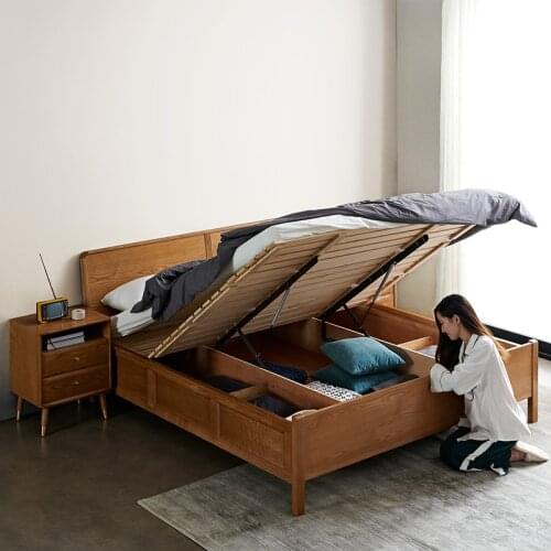 Double tiger furniture Nordic all solid wood bed 1.8m simple double bed ash wood bed 1.5 high box storage bed 19n3