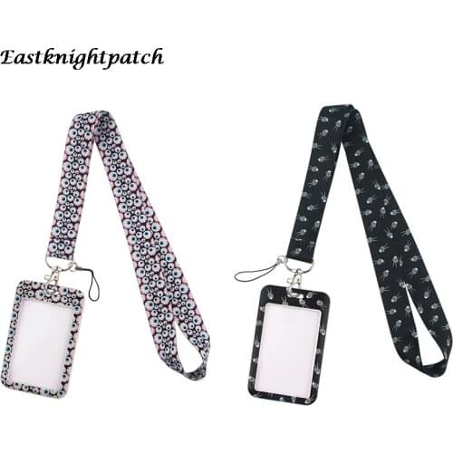 E2954 Cartoon Eye And Hand Necklack Lanyard Key Gym Strap Multifunction Mobile Phone Decoration With Card Holder Cover