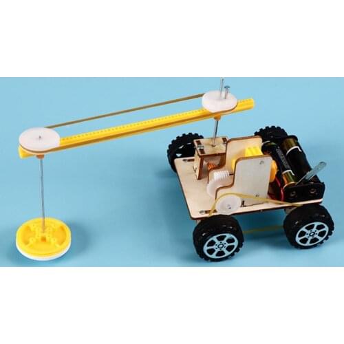 Experimental Car Toy DIY Multifunction Wood Science Learning Sweeping Robot Kit Car Model for Kids