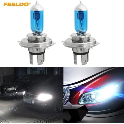 FEELDO 10Pcs Car H4 55W/100W 12V White Car Headlights Lamp Car Light Source Parking 5000K #FD-2030