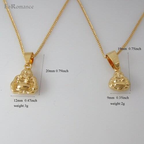 Foromance/- YELLOW GOLD GP OVERLAY 18" CIRCLE LINK CHAIN NECKLACE & BUDDHA Buddhism RELIGION PENDANT HANGS 0.79inch
