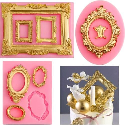Hot sale 1 piece 3 fondant frame mixed cake mold chocolate mold plaster silicone mold decoration