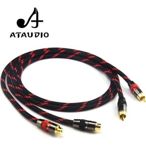 ATAUDIO Hifi RCA Male to RCA Female Cable Hi-end 4N OFC 2RCA Audio Extension Cord Cable
