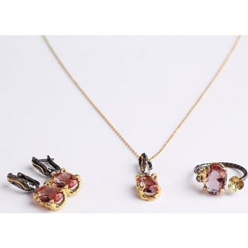 Rectangle Zultanite Jewelry Set, Rose shaped Woman Silver Zultanite Ring+Necklace+Earrings,Handmade Woman Silver,color changing