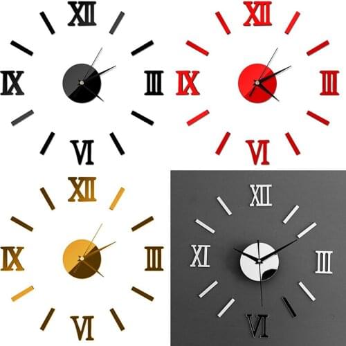Creative Roman Numerals Mirror Wall Stickers Wall Clock 3D Home Fashion Mirror Art DIY Wall Stickers Decoration Frameless Clock
