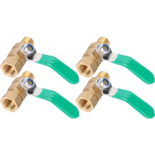 4pcs Brass Ball Water Pipe Valve G1/4in 1 Female 1 Male Thread Drain Shut Off Tap Water Switch Plumbing Fitting