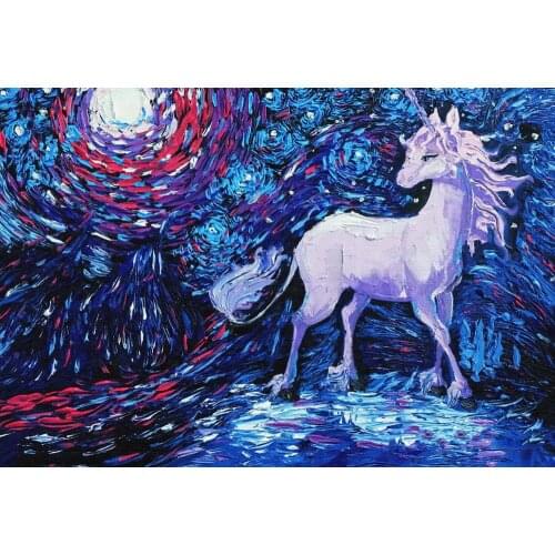 Handmade Horse Wall Art Oil Painting on Canvas Abstract Oil Painting The Unicorn Home Wall Decor Unframed Thick Textured