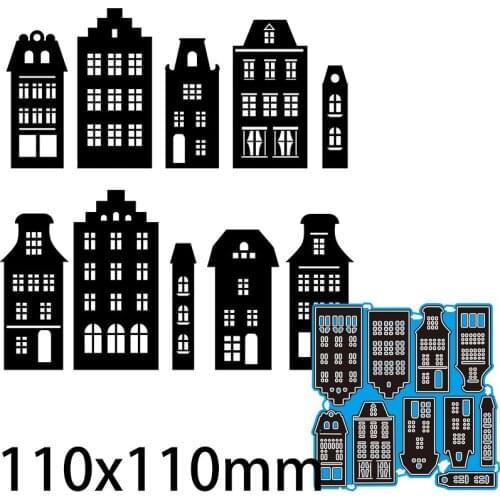 Metal Cutting Dies Building Apartment Villa New Scrapbook Decoration Template Embossing DIY Paper Card Craft 110*110mm