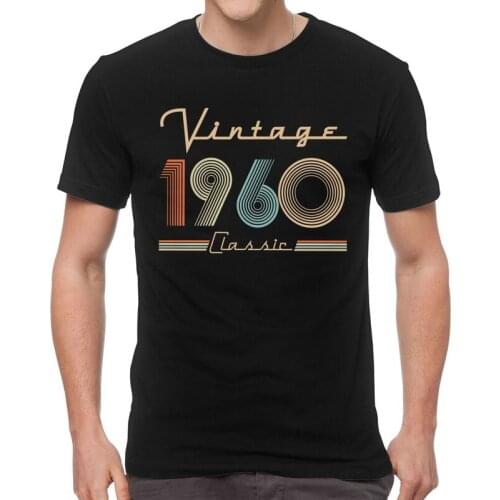 Vintage 1960 Classic Retro Tshirts Men Casual Tee Tops Cotton T Shirt Short Sleeve 60th Birthday Gift T-shirts Gift Idea Clothes