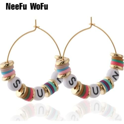NeeFu WoFu Girls stainless steel set earring Letter DIY custom made custom Bohemian folk-custom Bracelets For Women Jewelry