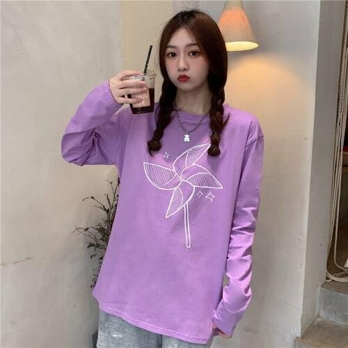 Early autumn new cartoon print long-sleeved T-shirt