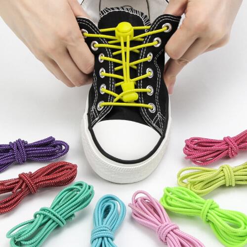 A Pair Round Elastic Lock Shoelaces For Sneaker Creative Fast No-tie Shoes Lace Adult Children Unisex Lazy Laces 18 Colors