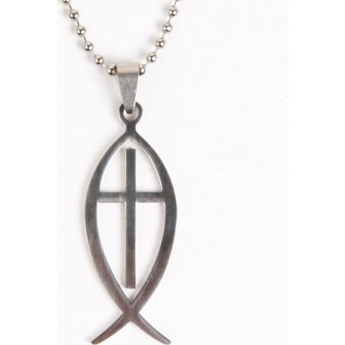 New stainless steel jewelry hollow fish-shaped necklace pendant men and women fish titanium steel personalized jewelry